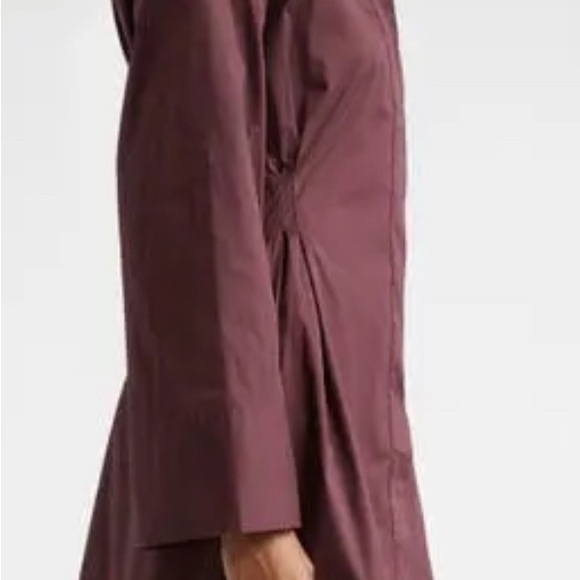 STAUD Cindy Long Sleeve Stretch Cotton Shirtdress in Merlot - Picture 3 of 6